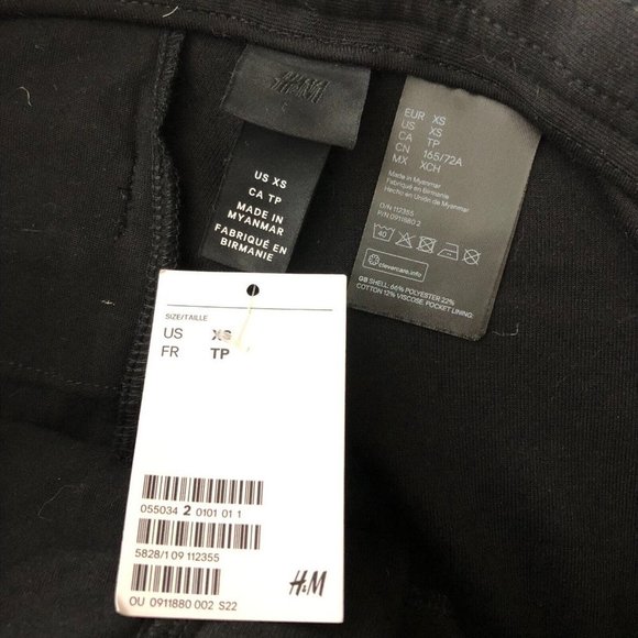 H&M Womens Pants Skinny Front Seam Drawstring Tuxedo Stripe Black Size XS - Picture 3 of 4